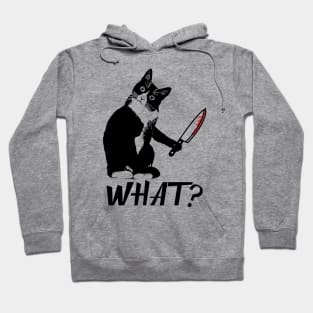 Cat What? Murderous Black Cat With Knife Hoodie